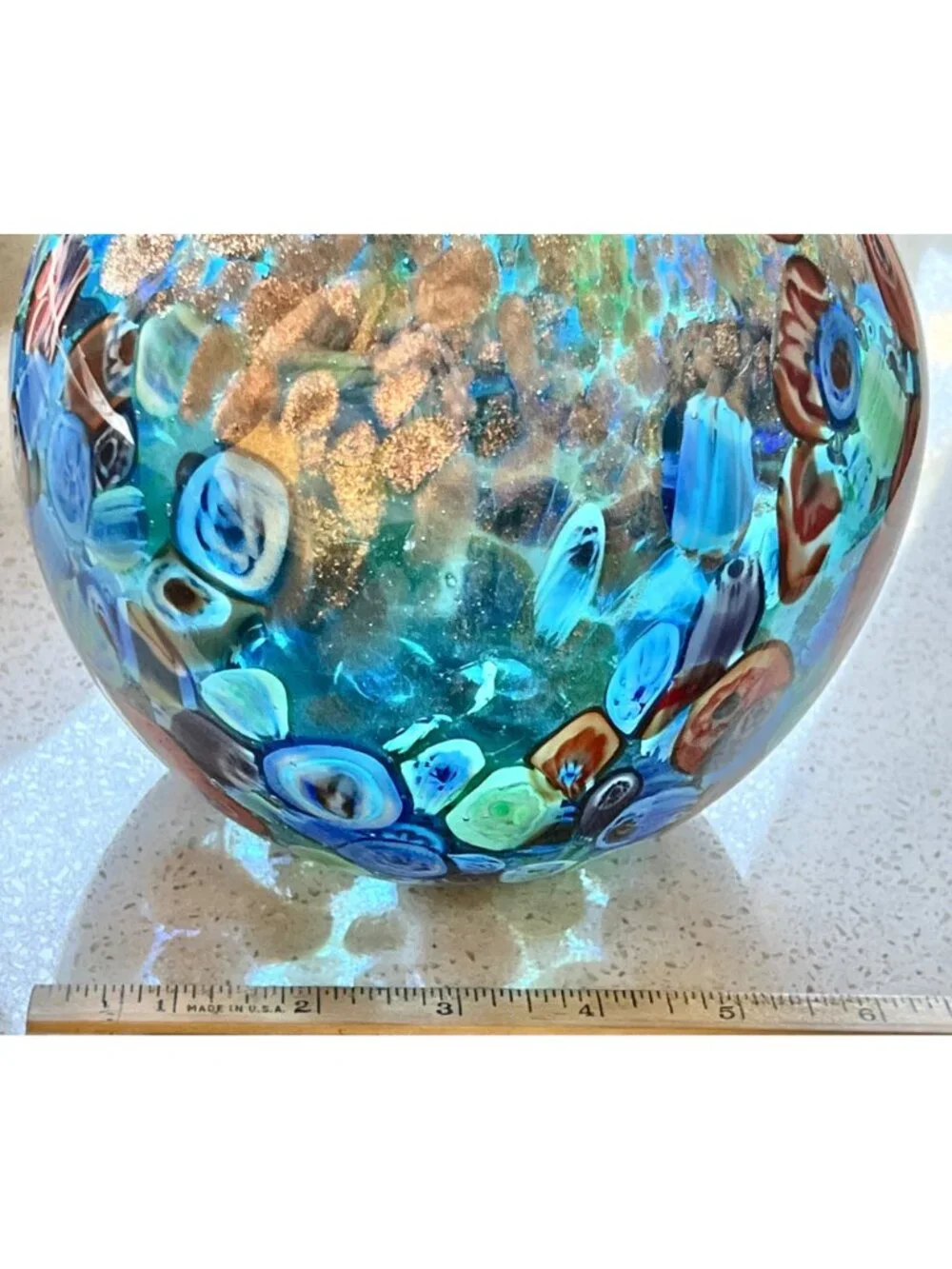 DS Millie Fiori Glass Bowl Scatter w/ Gold Glitter Accents 6.5x6.5
